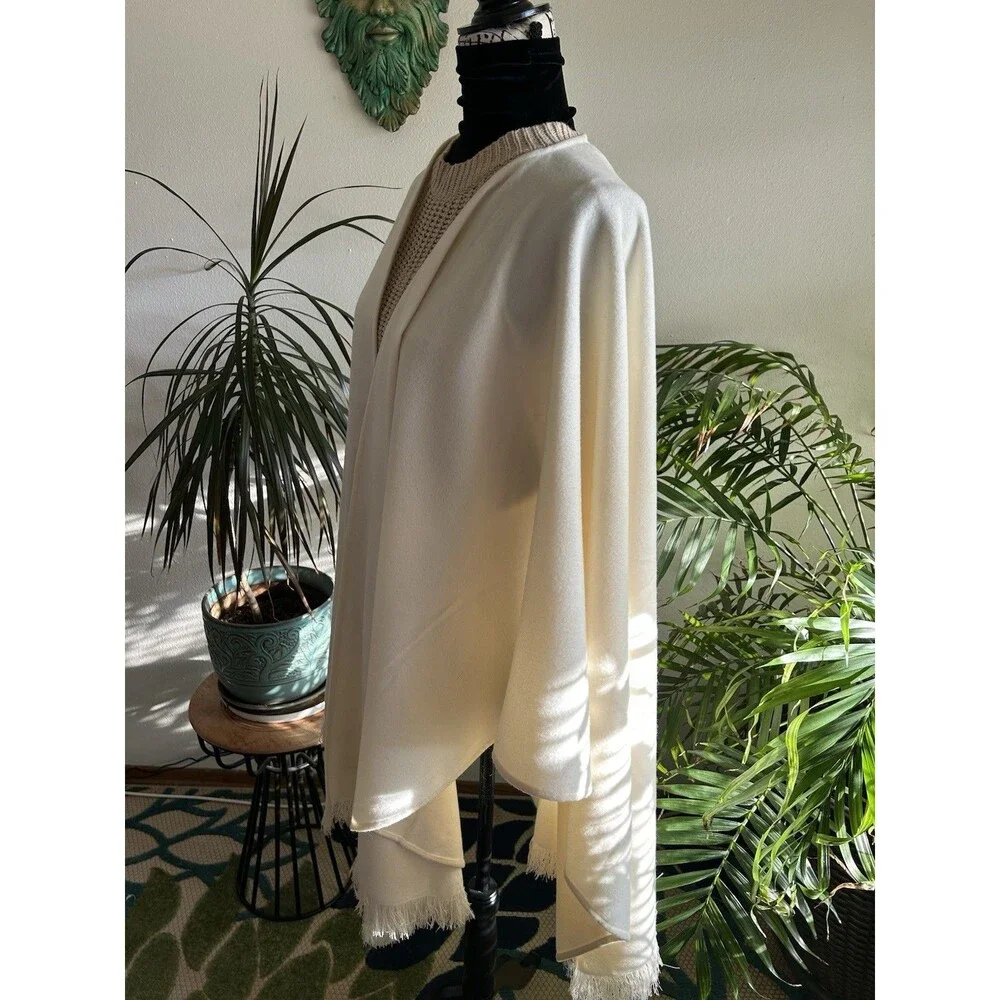 Rachel Zoe Women's Missy Fringed  Cream Shawl Wrap - Picture 2 of 6